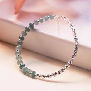 Jade with 925 Stering Silver adjustable bracelet 15~20cm
